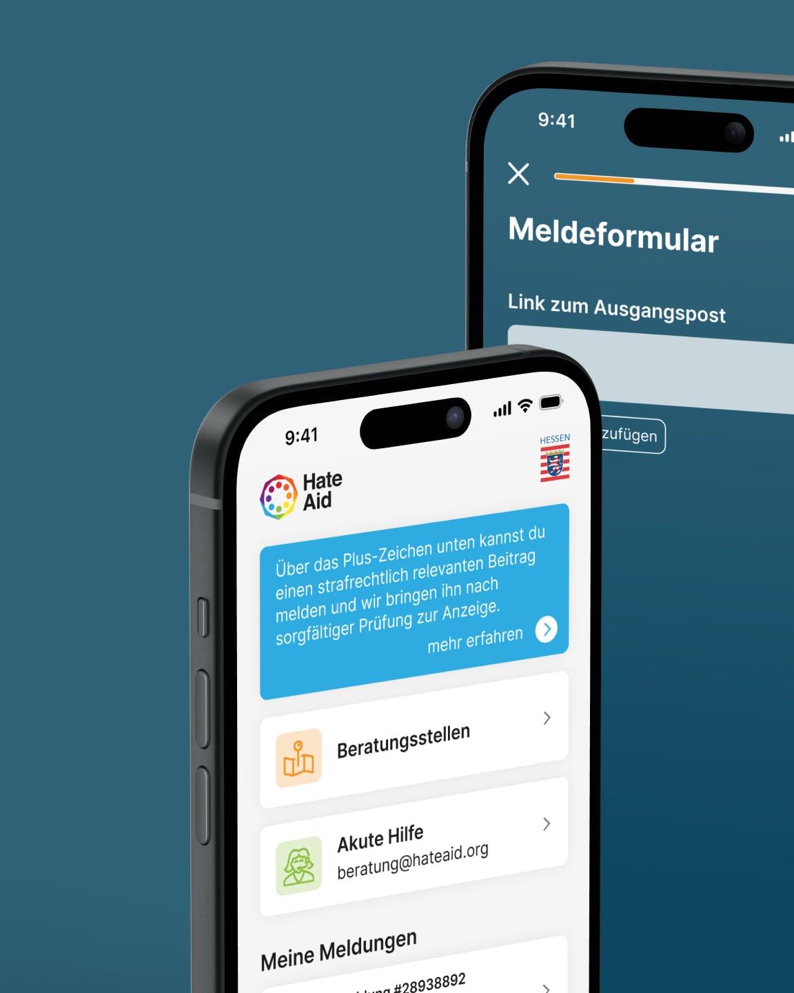 Screenshots der Meldehelden-App