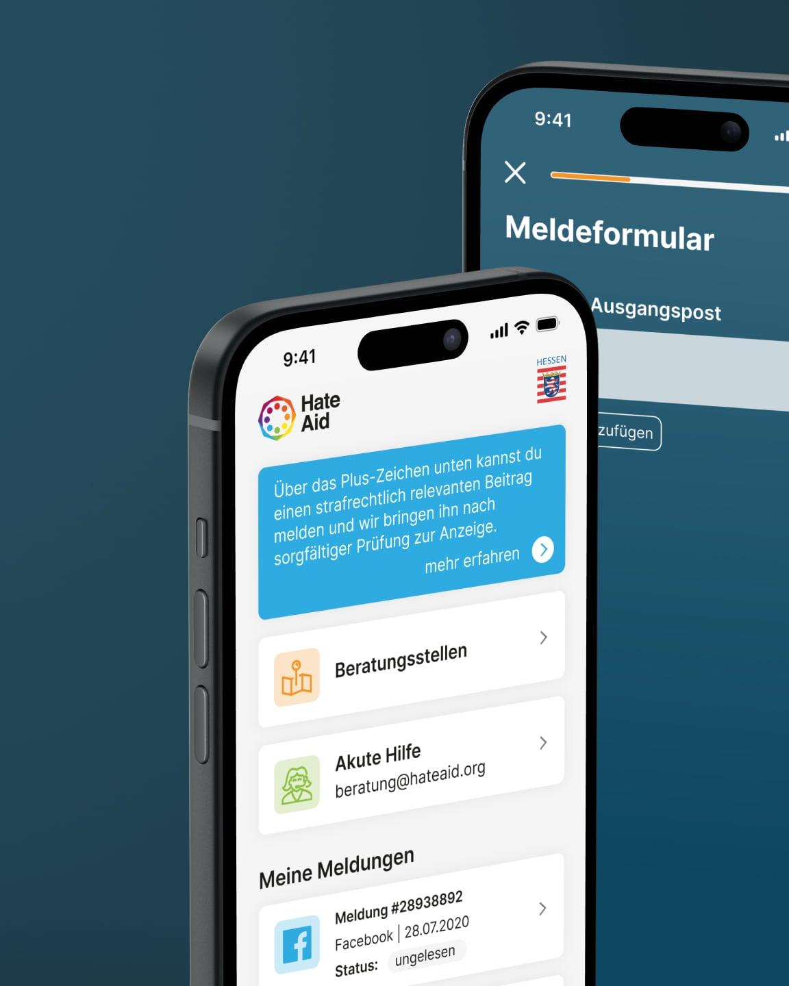 Screenshots der Meldehelden-App