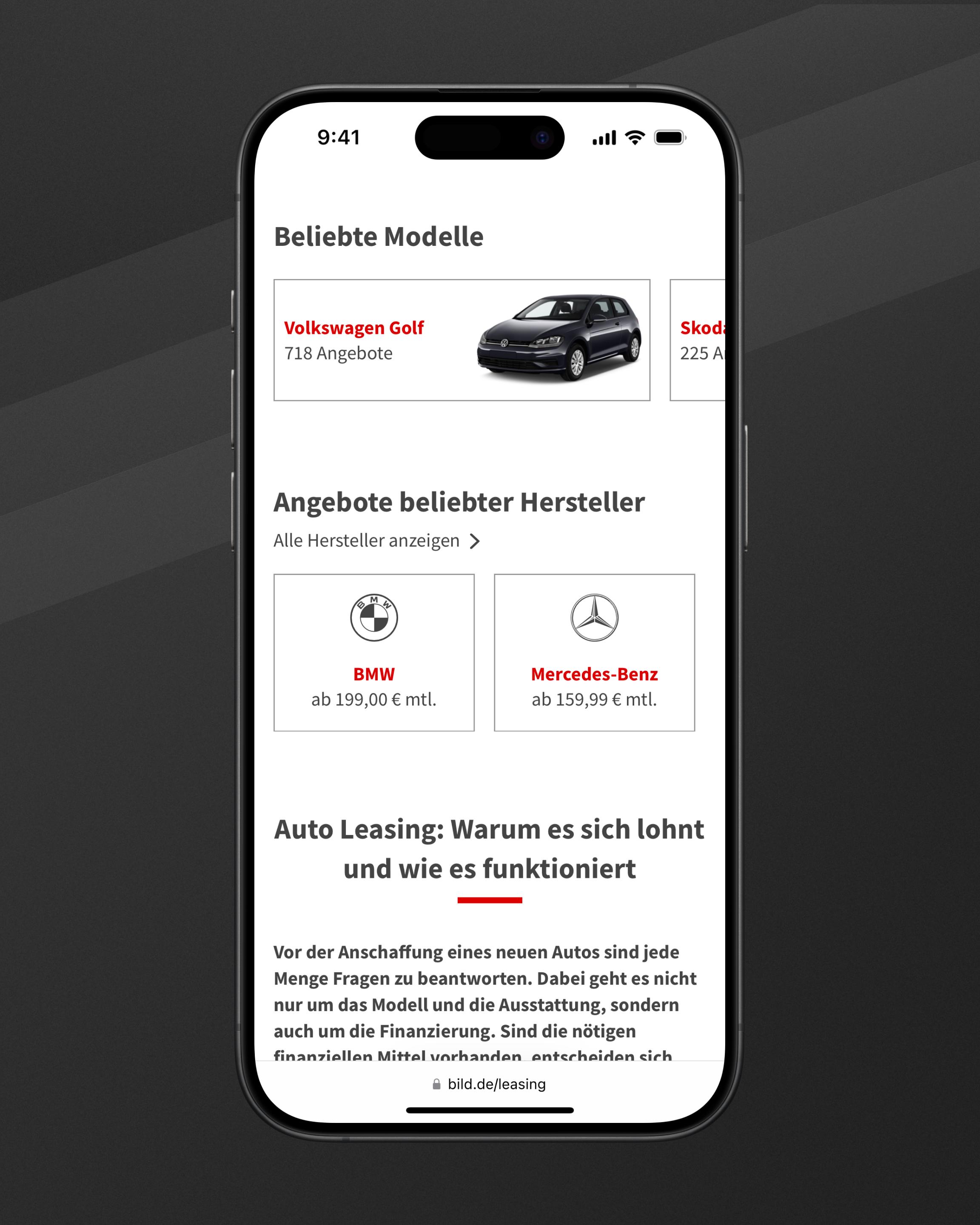 Bild.de/leasing Website