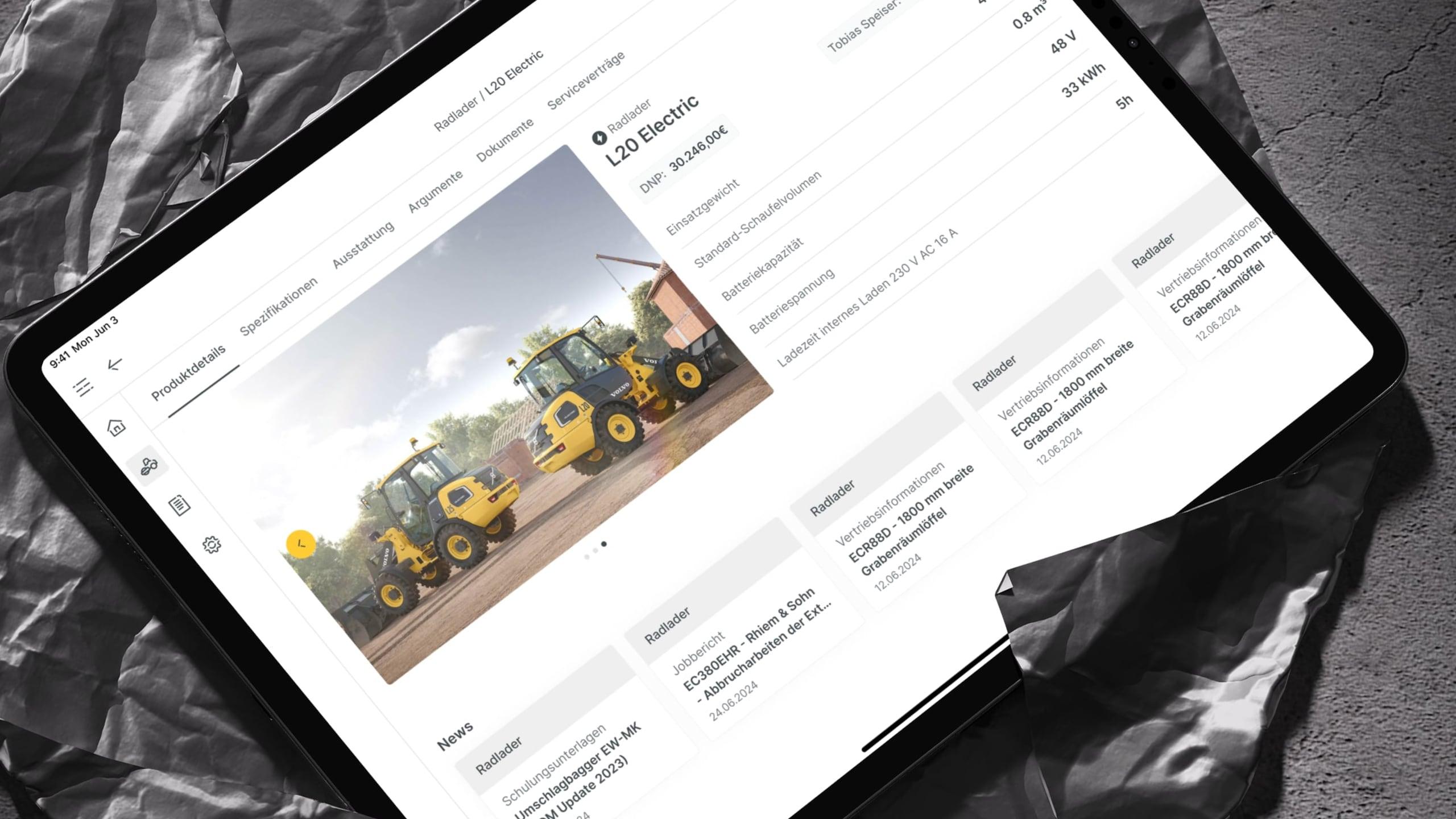 Swecon Sales Assistant running on iPad