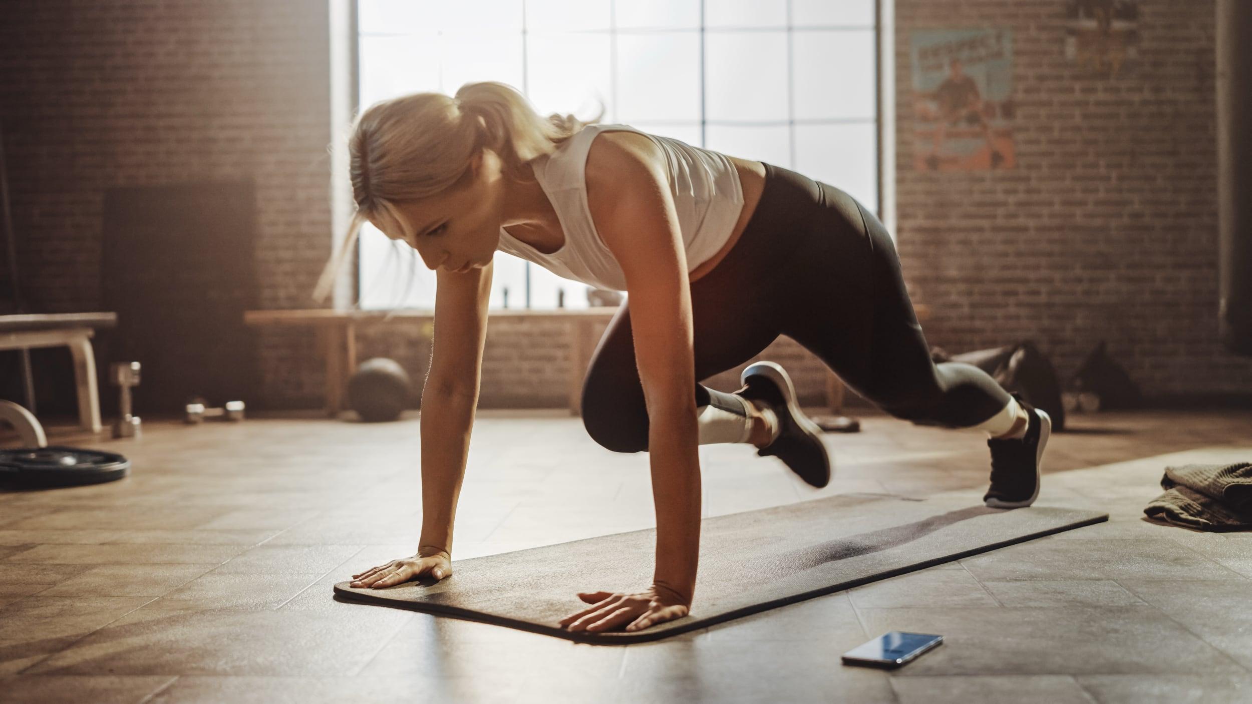 Woman does fitness